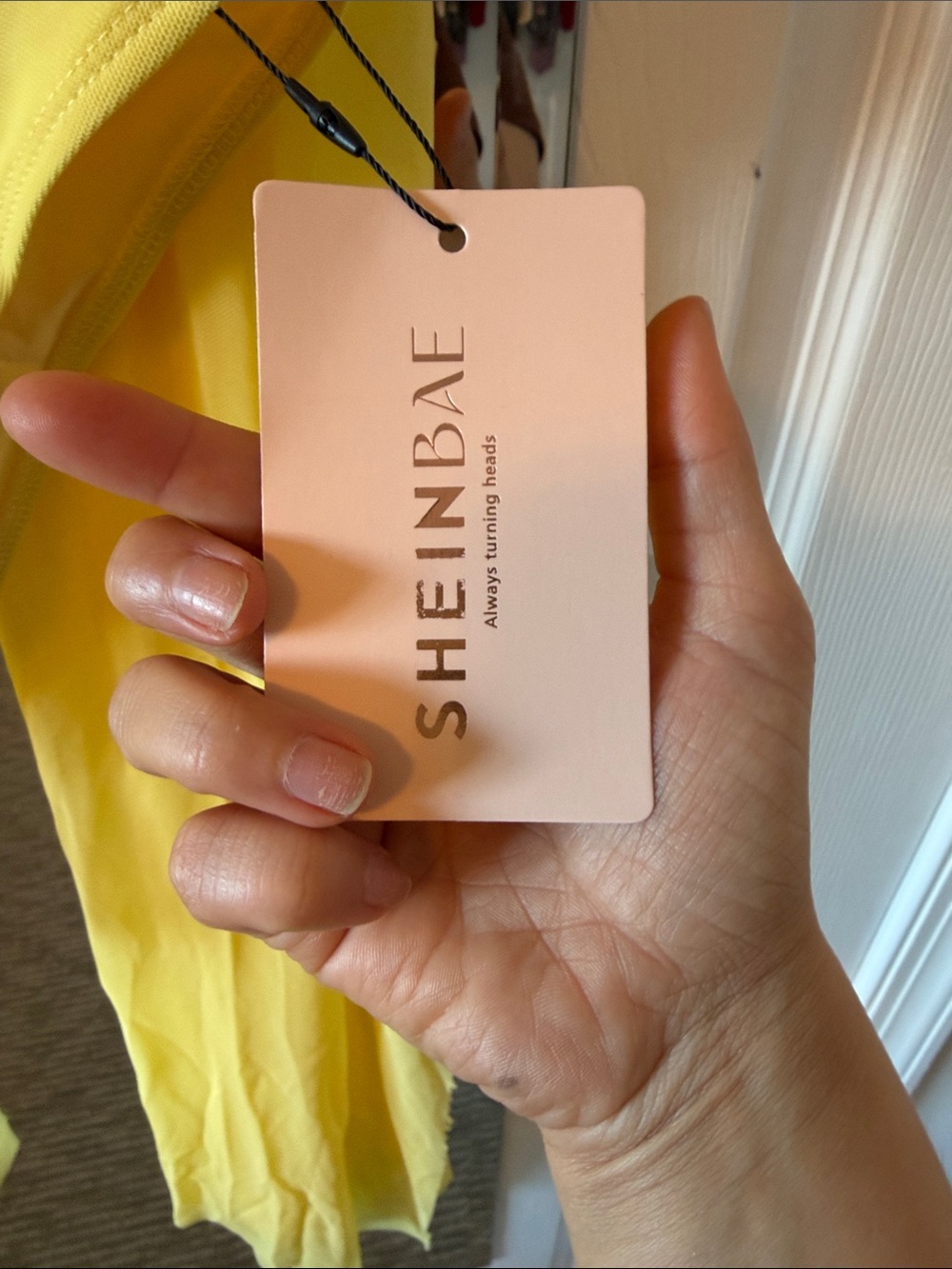 SHEIN Yellow Sheer Chiffon Bodysuit with scarf drape - Picture 9 of 9
